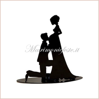 Cake topper silhouette portacandela  - sposa in dolce attesa