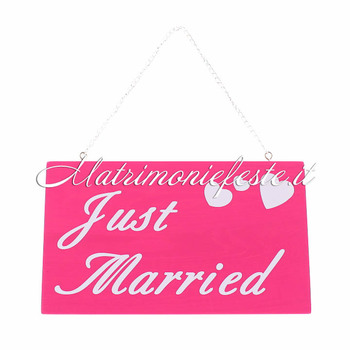 Targa di legno "Just Married"