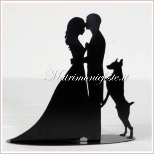 Cake topper silhouette portacandela  - sposi con cane per Matrimoni e Feste - Matrimoniefeste.it l'ecommerce per gli eventi