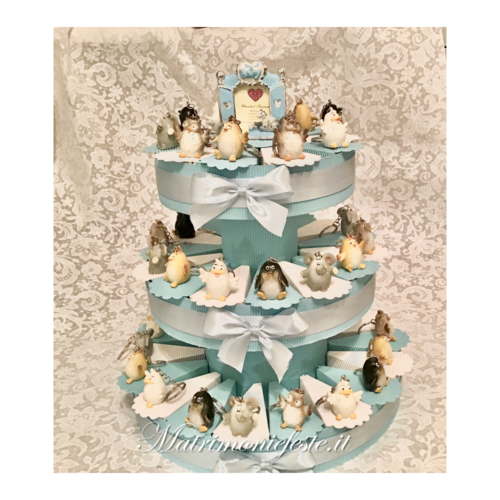 FOTO ESEMPIO - Torta bomboniera con 42 fette portachiavi animali spiritosi, LE NOSTRE PROPOSTE per Eventi e Matrimoni