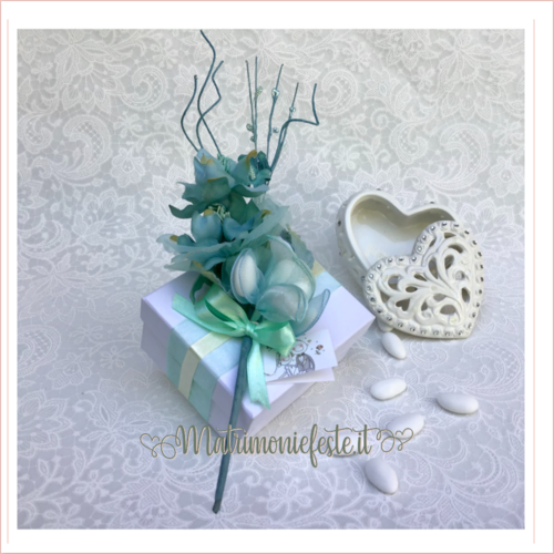 FOTO ESEMPIO - Scatola cuore di ceramica e portaconfetti tiffany per Matrimoni e Feste - Matrimoniefeste.it l'ecommerce per gli eventi